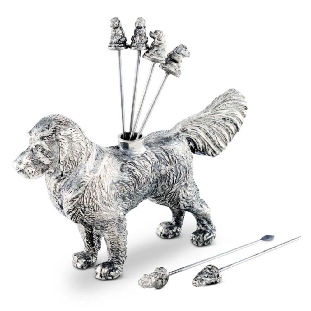Vagabond House PEWTER RETRIEVER CHEESE PICKS DOG  / NO PICKS